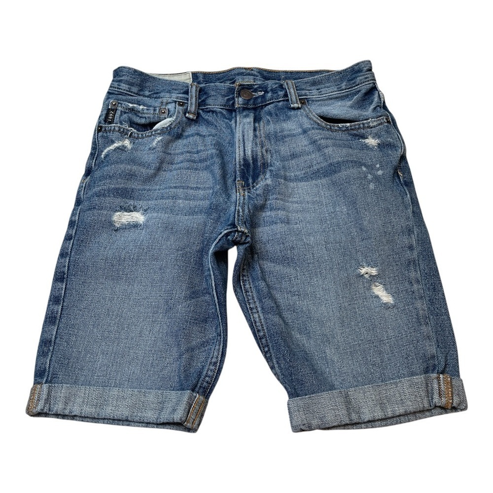 Abercrombie Kids Distressed 10” Inseam Knee Shorts Medium Wash Boys Size 16